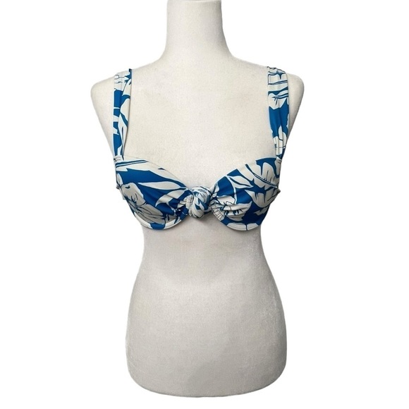 Shade & Shore White & Blue Lightly Lined Bikini Top - Size 32 B - Picture 1 of 10